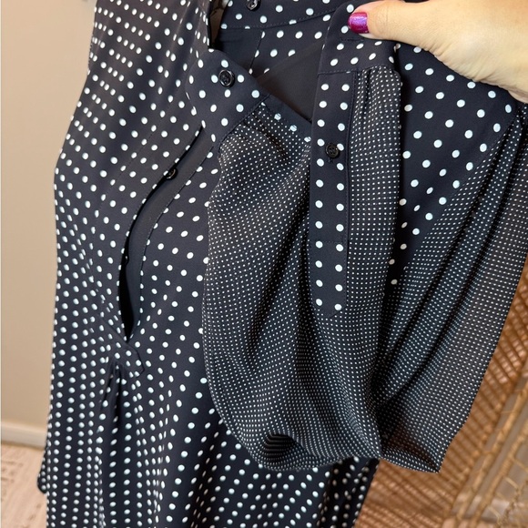 Anne Klein Polka Dot black and white Blouse - Picture 8 of 14